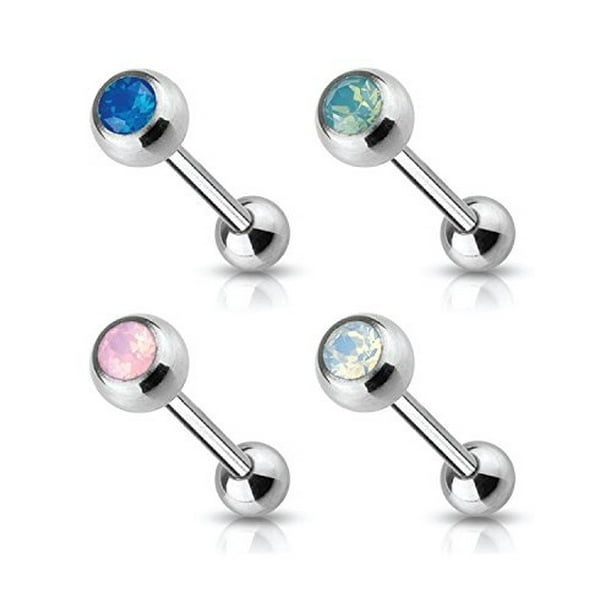1 5 or 10 Crystal Gem Tongue Bar Nipple Earring Industrial Bulk Piercing Jewelry